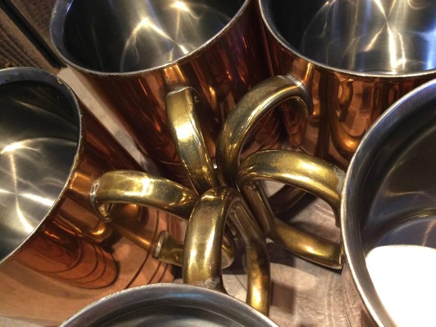Amazon.co.jp: THREE LINE COPPER& 二重構造 銅製 マグカップ5客